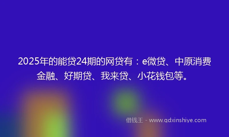 2025年的能贷24期的网贷有：e微贷、中原消费金融、好期贷、我来贷、小花钱包等。