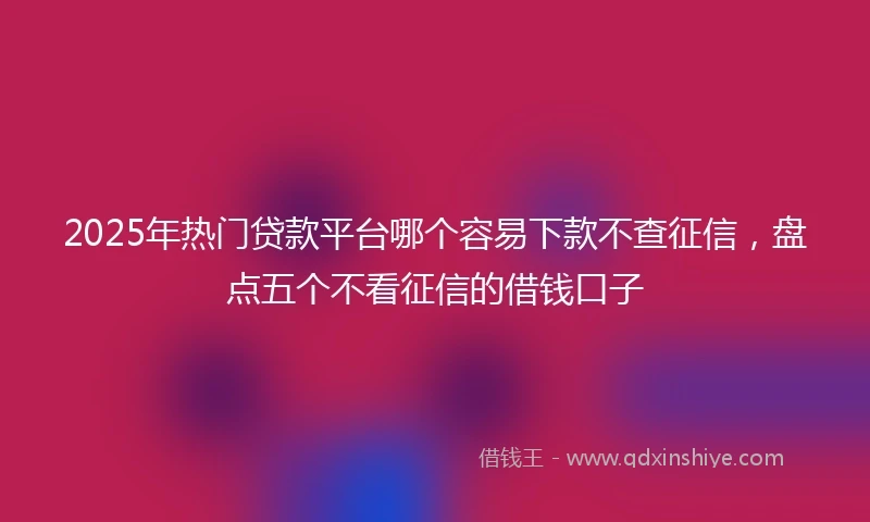 2025年热门贷款平台哪个容易下款不查征信，盘点五个不看征信的借钱口子