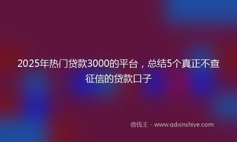 2025年热门贷款3000的平台，总结5个真正不查征信的贷款口子