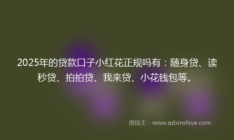 2025年的贷款口子小红花正规吗有：随身贷、读秒贷、拍拍贷、我来贷、小花钱包等。