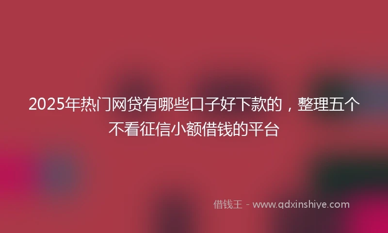 2025年热门网贷有哪些口子好下款的，整理五个不看征信小额借钱的平台