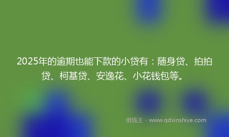 2025年的逾期也能下款的小贷有：随身贷、拍拍贷、柯基贷、安逸花、小花钱包等。