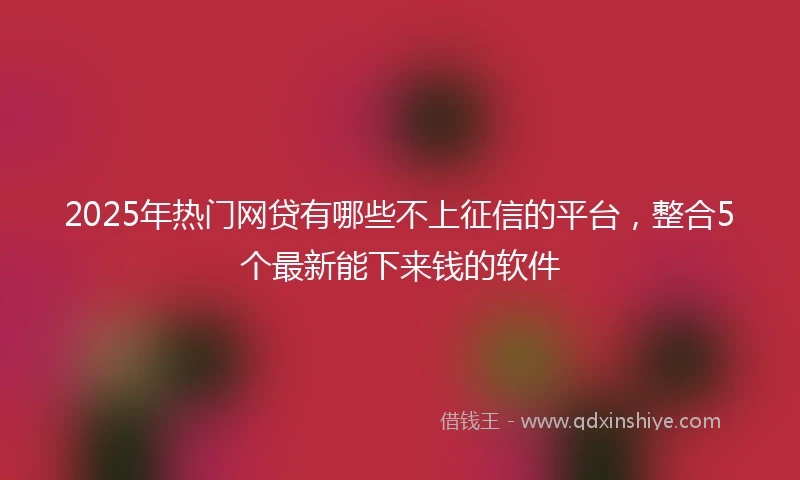 2025年热门网贷有哪些不上征信的平台，整合5个最新能下来钱的软件
