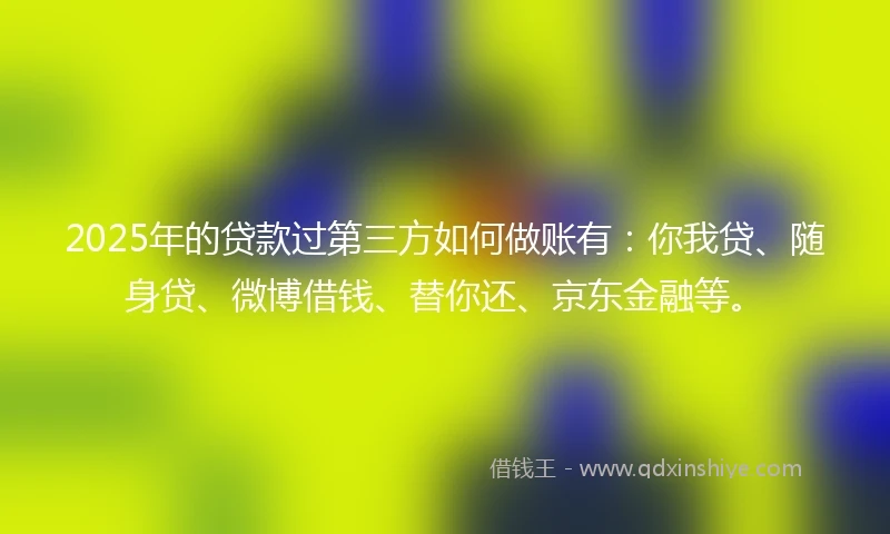 2025年的贷款过第三方如何做账有：你我贷、随身贷、微博借钱、替你还、京东金融等。