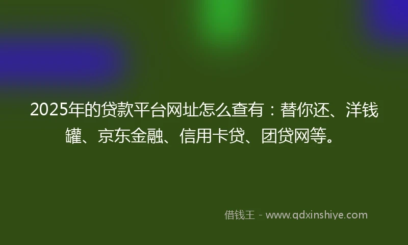 2025年的贷款平台网址怎么查有：替你还、洋钱罐、京东金融、信用卡贷、团贷网等。