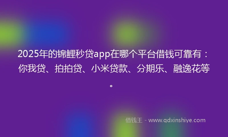 2025年的锦鲤秒贷app在哪个平台借钱可靠有：你我贷、拍拍贷、小米贷款、分期乐、融逸花等。