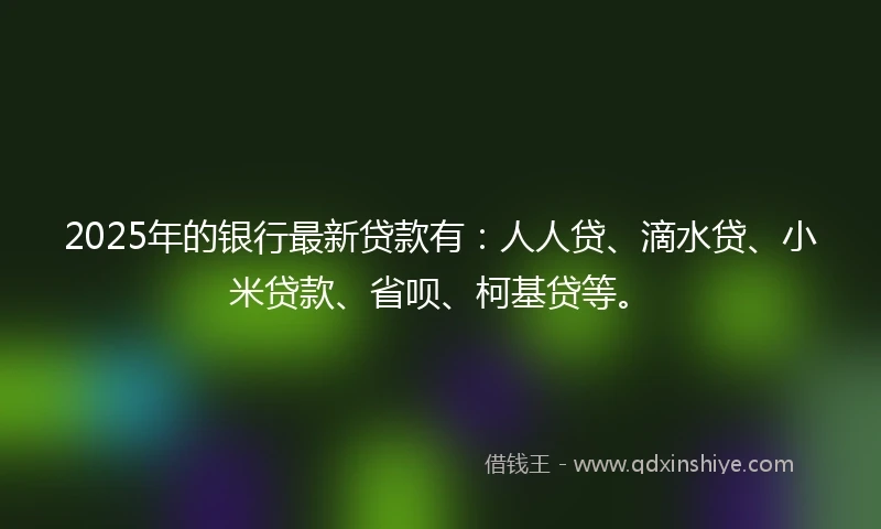 2025年的银行最新贷款有：人人贷、滴水贷、小米贷款、省呗、柯基贷等。