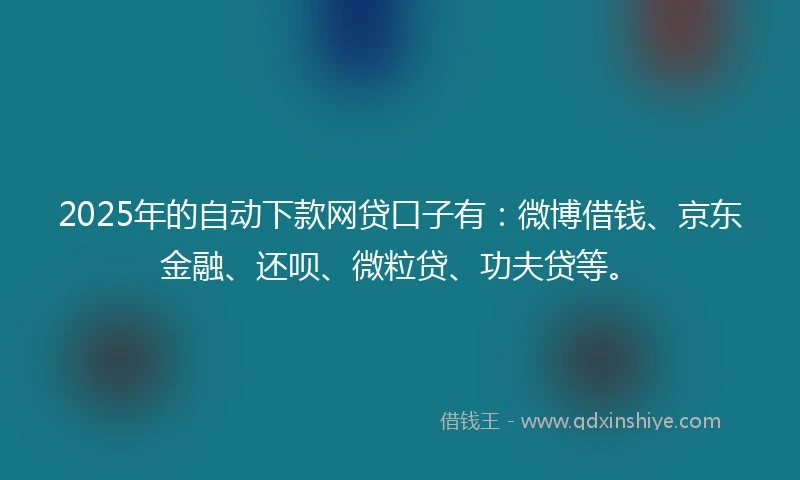 2025年的自动下款网贷口子有：微博借钱、京东金融、还呗、微粒贷、功夫贷等。