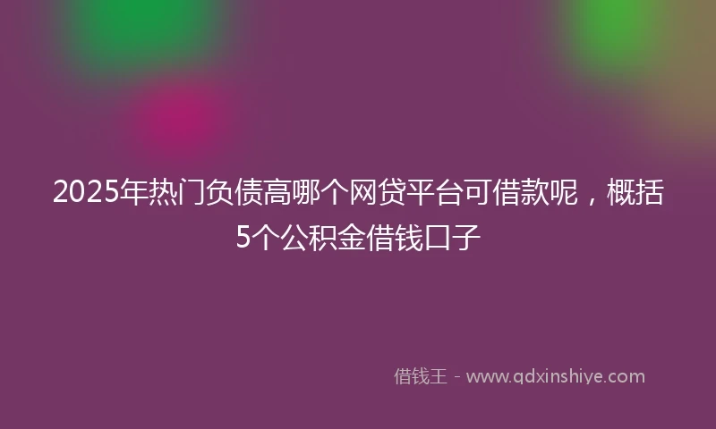 2025年热门负债高哪个网贷平台可借款呢,概括5个公积金借钱口子
