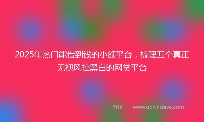2025年热门能借到钱的小额平台，梳理五个真正无视风控黑白的网贷平台
