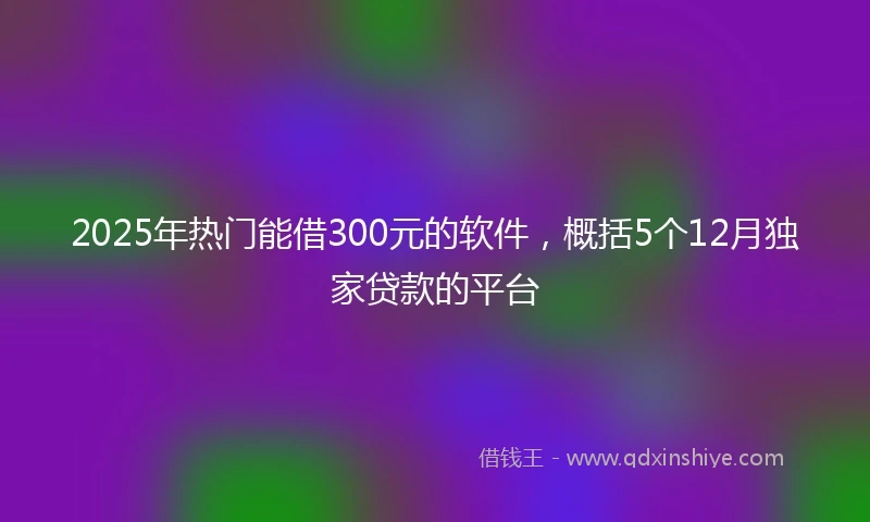 2025年热门能借300元的软件，概括5个12月独家贷款的平台