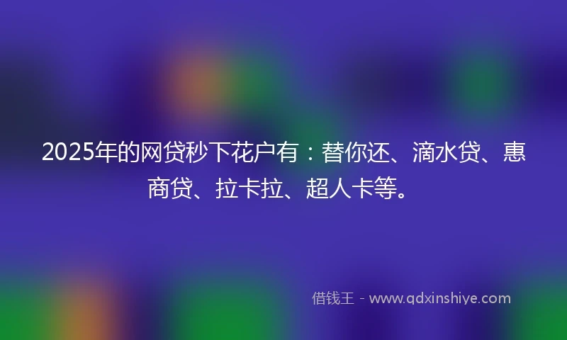 2025年的网贷秒下花户有：替你还、滴水贷、惠商贷、拉卡拉、超人卡等。