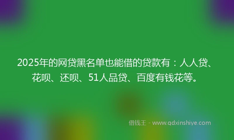 2025年的网贷黑名单也能借的贷款有：人人贷、花呗、还呗、51人品贷、百度有钱花等。