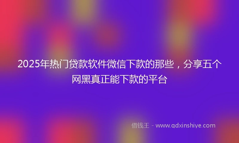 2025年热门贷款软件微信下款的那些，分享五个网黑真正能下款的平台