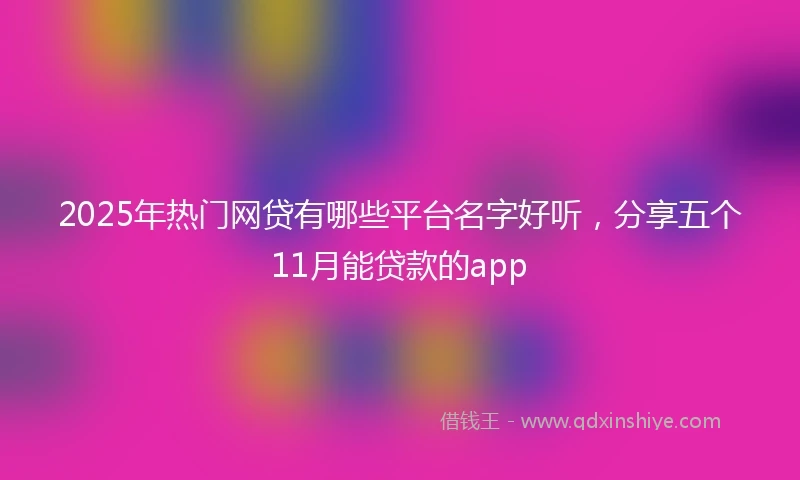 2025年热门网贷有哪些平台名字好听，分享五个11月能贷款的app