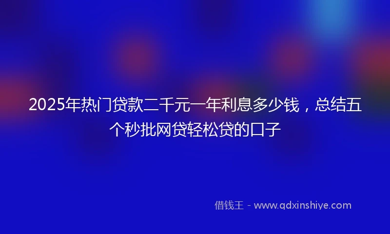 2025年热门贷款二千元一年利息多少钱，总结五个秒批网贷轻松贷的口子