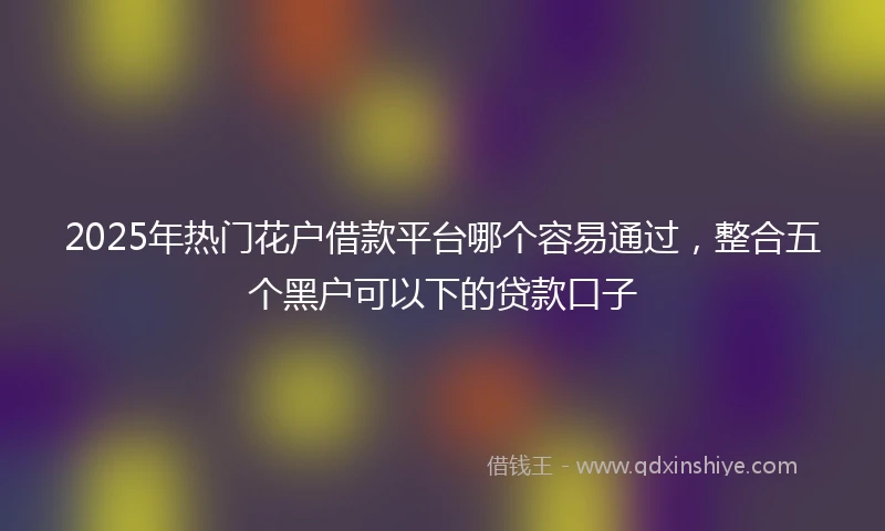 2025年热门花户借款平台哪个容易通过，整合五个黑户可以下的贷款口子