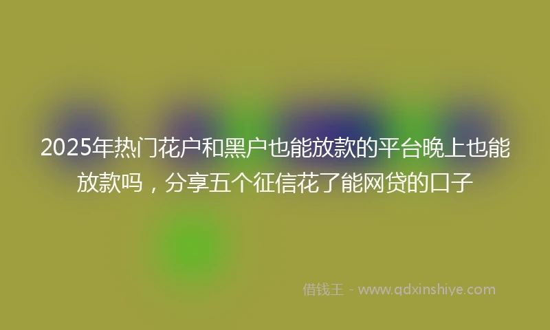 2025年热门花户和黑户也能放款的平台晚上也能放款吗，分享五个征信花了能网贷的口子