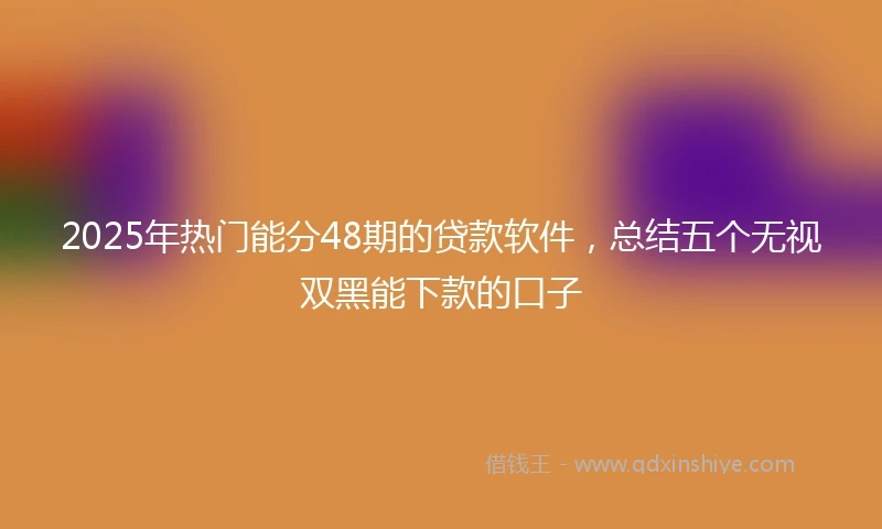 2025年热门能分48期的贷款软件，总结五个无视双黑能下款的口子