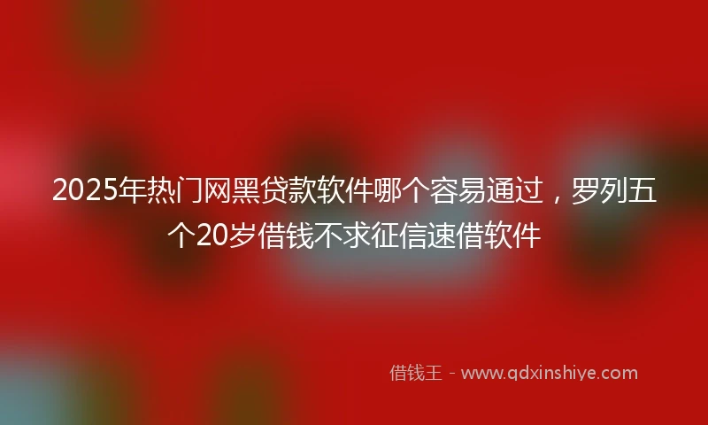 2025年热门网黑贷款软件哪个容易通过，罗列五个20岁借钱不求征信速借软件