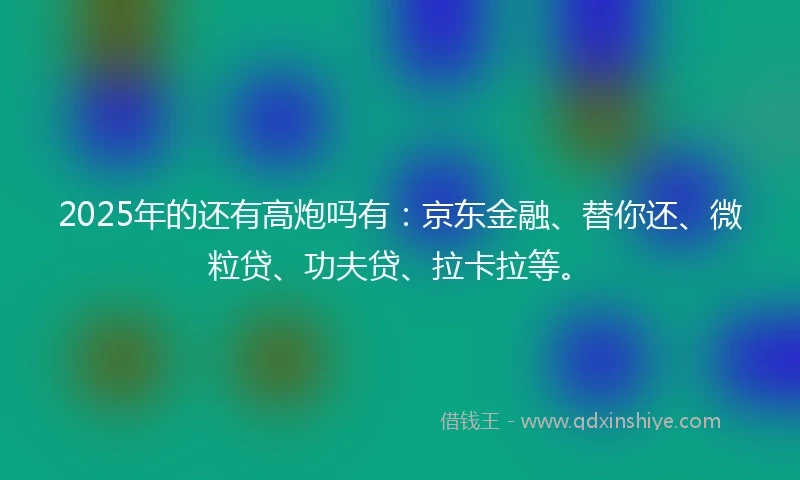 2025年的还有高炮吗有：京东金融、替你还、微粒贷、功夫贷、拉卡拉等。