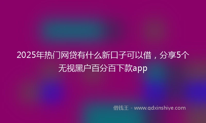 2025年热门网贷有什么新口子可以借，分享5个无视黑户百分百下款app