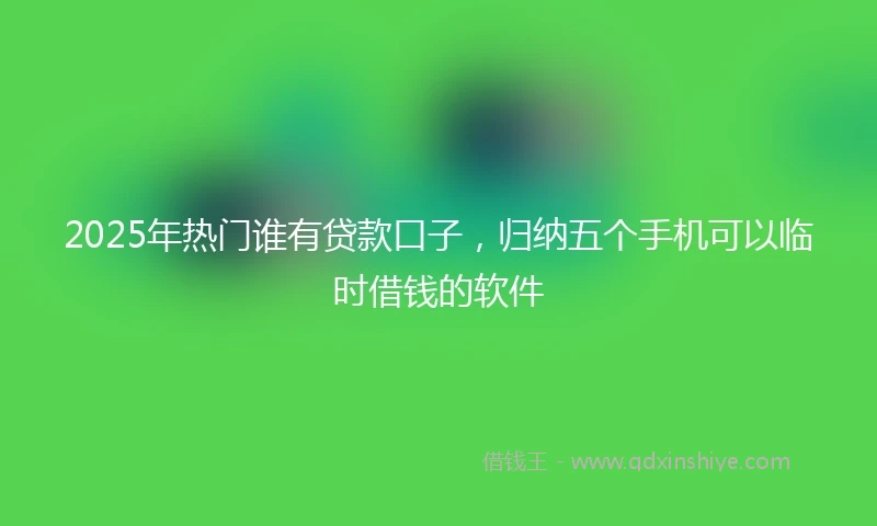 2025年热门谁有贷款口子，归纳五个手机可以临时借钱的软件