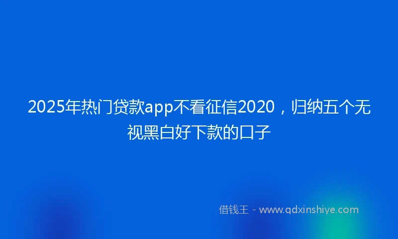2025年热门贷款app不看征信2020，归纳五个无视黑白好下款的口子
