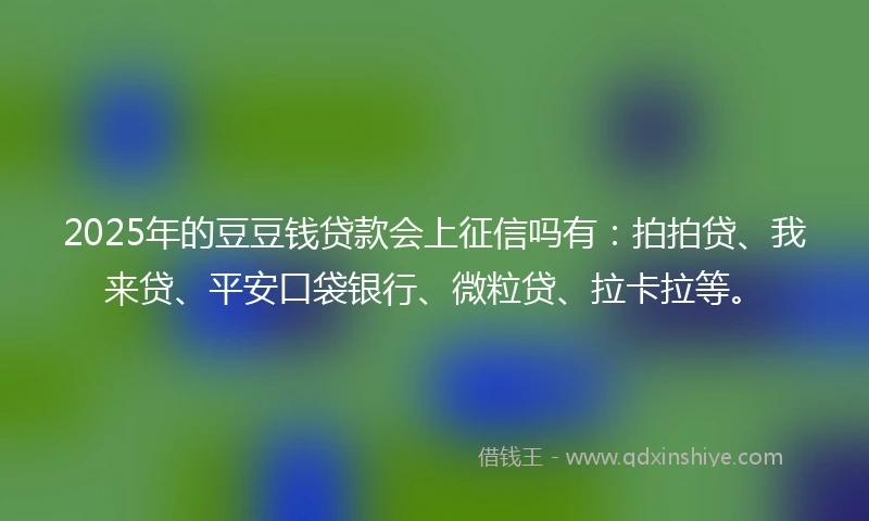 2025年的豆豆钱贷款会上征信吗有：拍拍贷、我来贷、平安口袋银行、微粒贷、拉卡拉等。