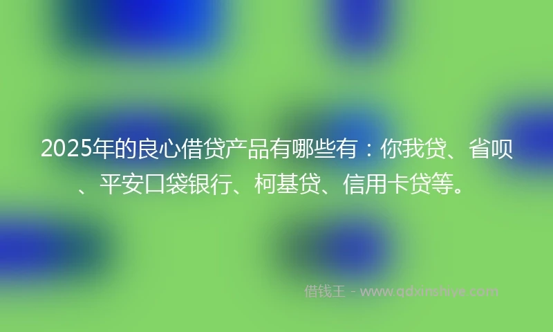 2025年的良心借贷产品有哪些有：你我贷、省呗、平安口袋银行、柯基贷、信用卡贷等。