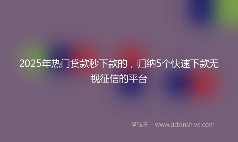 2025年热门贷款秒下款的，归纳5个快速下款无视征信的平台