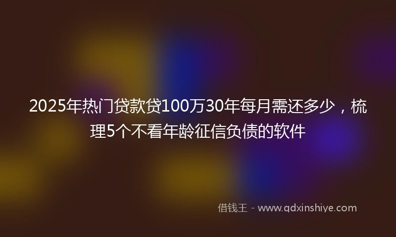 2025年热门贷款贷100万30年每月需还多少，梳理5个不看年龄征信负债的软件