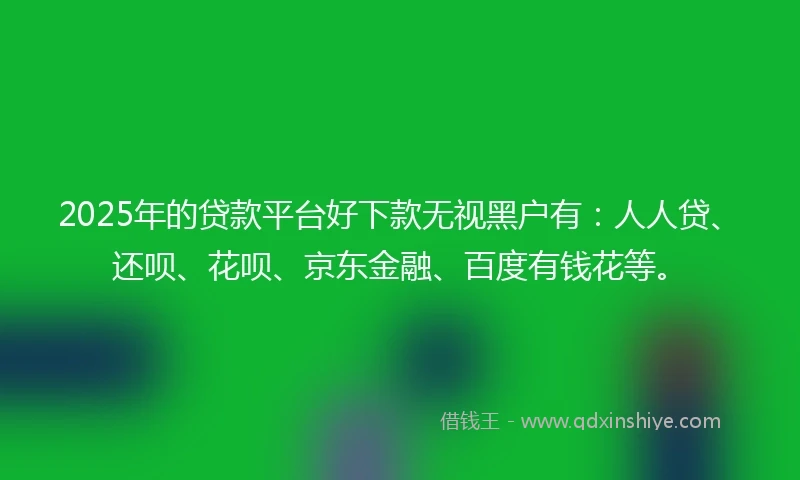 2025年的贷款平台好下款无视黑户有：人人贷、还呗、花呗、京东金融、百度有钱花等。