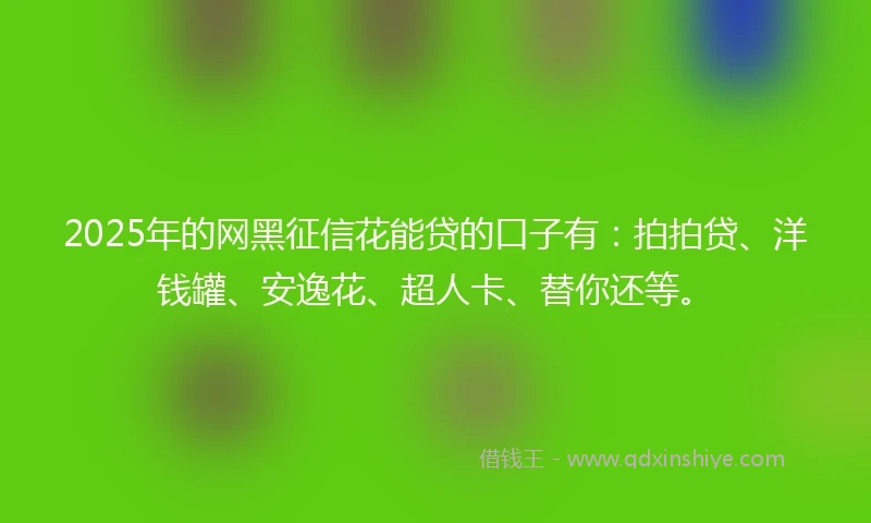 2025年的网黑征信花能贷的口子有：拍拍贷、洋钱罐、安逸花、超人卡、替你还等。