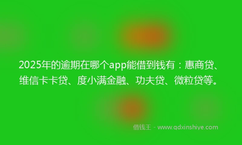 2025年的逾期在哪个app能借到钱有：惠商贷、维信卡卡贷、度小满金融、功夫贷、微粒贷等。