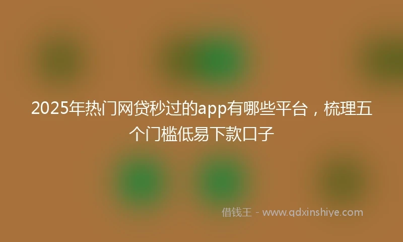2025年热门网贷秒过的app有哪些平台，梳理五个门槛低易下款口子