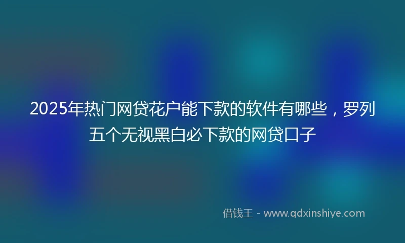 2025年热门网贷花户能下款的软件有哪些，罗列五个无视黑白必下款的网贷口子