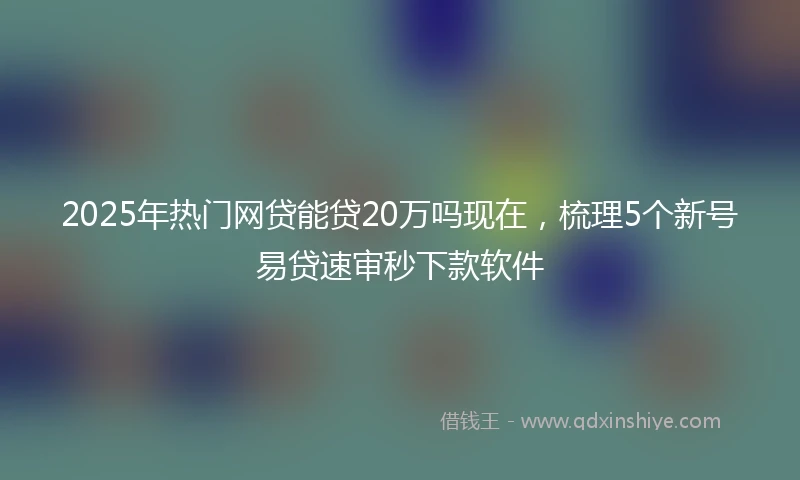 2025年热门网贷能贷20万吗现在，梳理5个新号易贷速审秒下款软件