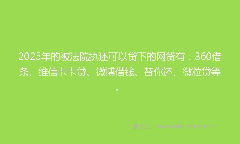 2025年的被法院执还可以贷下的网贷有：360借条、维信卡卡贷、微博借钱、替你还、微粒贷等。