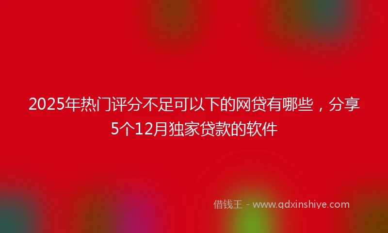 2025年热门评分不足可以下的网贷有哪些，分享5个12月独家贷款的软件