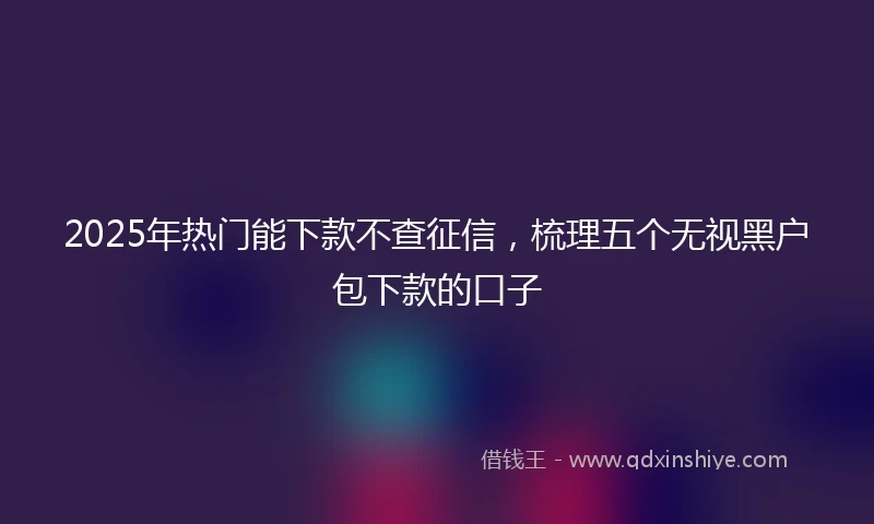 2025年热门能下款不查征信，梳理五个无视黑户包下款的口子