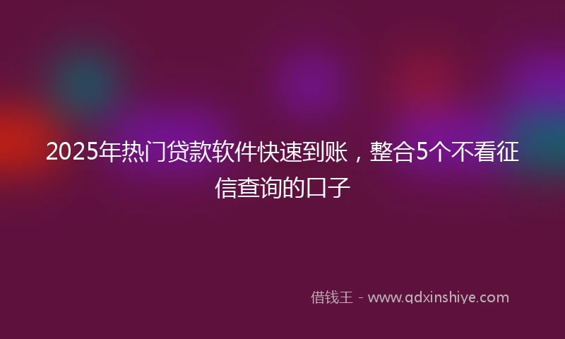 2025年热门贷款软件快速到账，整合5个不看征信查询的口子