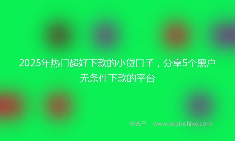 2025年热门超好下款的小贷口子，分享5个黑户无条件下款的平台