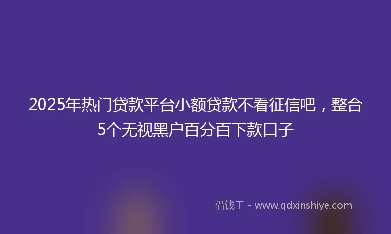 2025年热门贷款平台小额贷款不看征信吧，整合5个无视黑户百分百下款口子