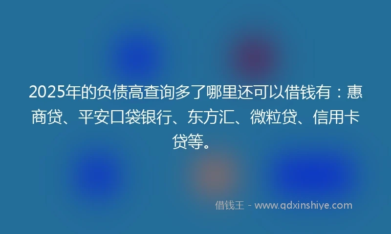 2025年的负债高查询多了哪里还可以借钱有：惠商贷、平安口袋银行、东方汇、微粒贷、信用卡贷等。