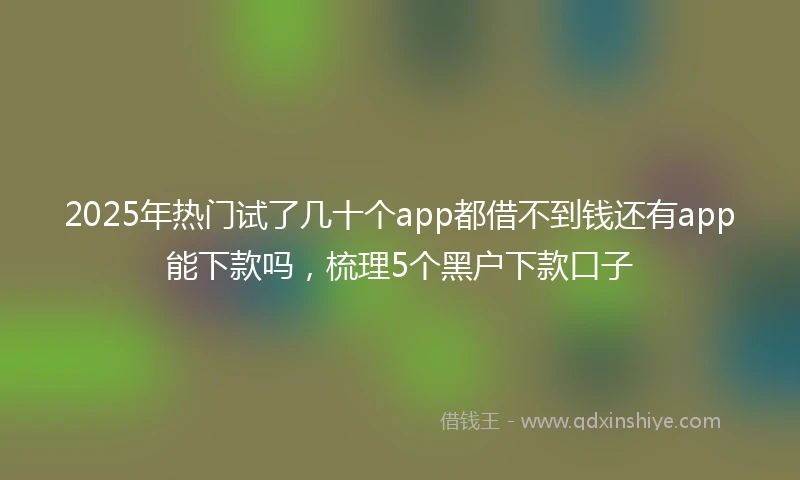 2025年热门试了几十个app都借不到钱还有app能下款吗，梳理5个黑户下款口子