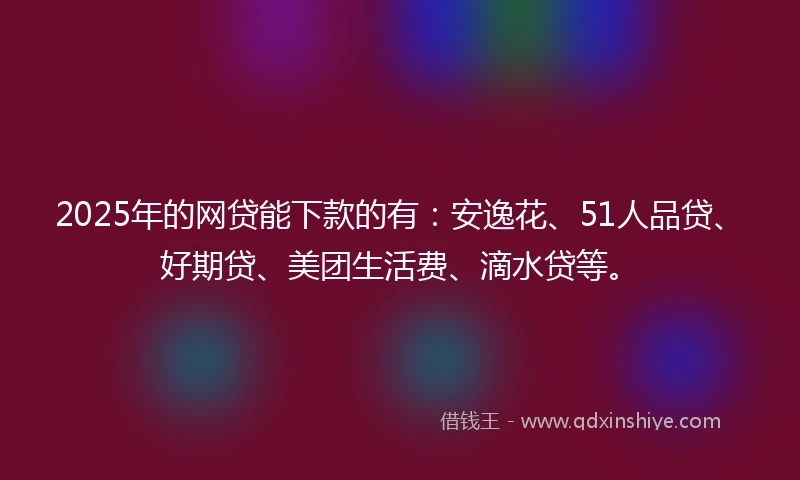 2025年的网贷能下款的有：安逸花、51人品贷、好期贷、美团生活费、滴水贷等。