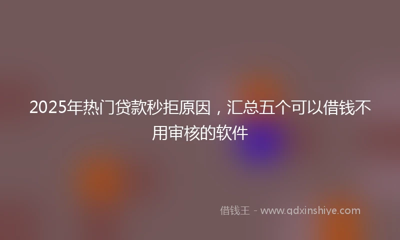 2025年热门贷款秒拒原因，汇总五个可以借钱不用审核的软件