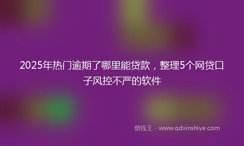 2025年热门逾期了哪里能贷款，整理5个网贷口子风控不严的软件