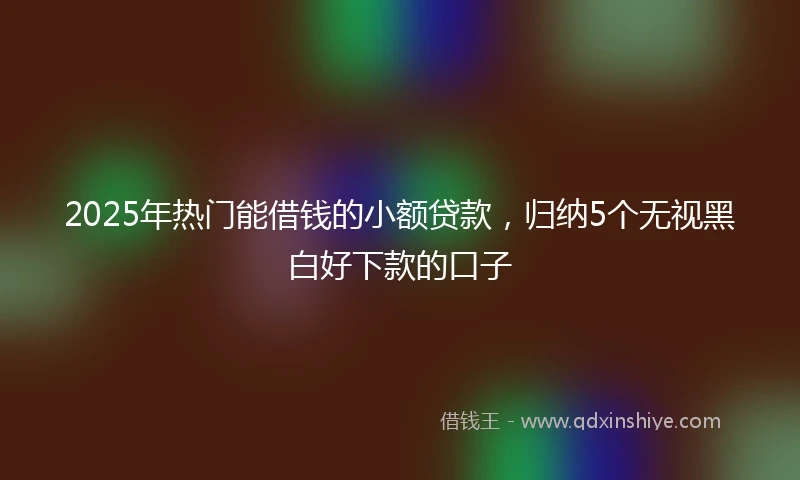 2025年热门能借钱的小额贷款，归纳5个无视黑白好下款的口子
